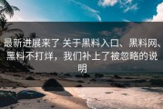 最新进展来了 关于黑料入口、黑料网、黑料不打烊，我们补上了被忽略的说明