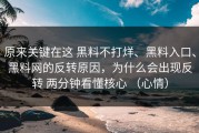 原来关键在这 黑料不打烊、黑料入口、黑料网的反转原因，为什么会出现反转 两分钟看懂核心 （心情）