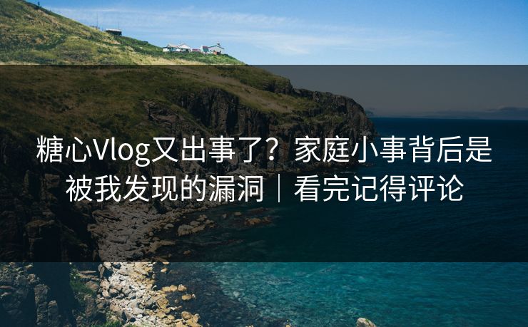 糖心Vlog又出事了？家庭小事背后是被我发现的漏洞｜看完记得评论