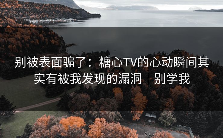 别被表面骗了：糖心TV的心动瞬间其实有被我发现的漏洞｜别学我