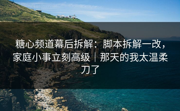 糖心频道幕后拆解：脚本拆解一改，家庭小事立刻高级｜那天的我太温柔刀了