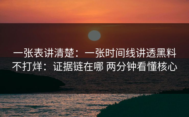一张表讲清楚：一张时间线讲透黑料不打烊：证据链在哪 两分钟看懂核心