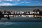 我以为只是小事 黑料入口最新进展：争议点终于对齐 两分钟看懂核心