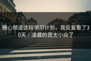 糖心频道这段学习计划，我反复看了30天｜凌晨的我太小众了
