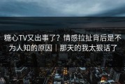 糖心TV又出事了？情感拉扯背后是不为人知的原因｜那天的我太狠话了