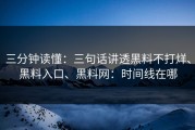 三分钟读懂：三句话讲透黑料不打烊、黑料入口、黑料网：时间线在哪