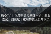 糖心TV ｜ 没想到会走到这一步：副业尝试，别跳过｜这周的我太反常识了