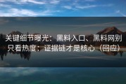 关键细节曝光：黑料入口、黑料网别只看热度：证据链才是核心（回应）