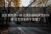 这次真的不一样 在黑料网后续走向捋顺 这次信息终于完整了