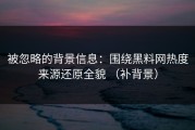 被忽略的背景信息：围绕黑料网热度来源还原全貌 （补背景）