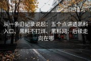 从一条旧记录说起：五个点讲透黑料入口、黑料不打烊、黑料网：后续走向在哪