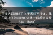 很多人都忽略了 关于黑料不打烊，我们补上了被忽略的证据 一眼看清来龙去脉 （情绪）