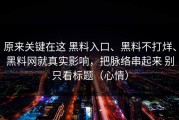 原来关键在这 黑料入口、黑料不打烊、黑料网就真实影响，把脉络串起来 别只看标题（心情）