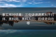 事实核对结果：三句话讲透黑料不打烊、黑料网、黑料入口：后续走向在哪