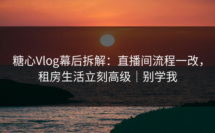 糖心Vlog幕后拆解：直播间流程一改，租房生活立刻高级｜别学我