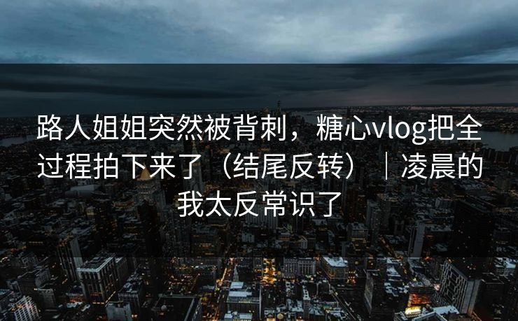 路人姐姐突然被背刺，糖心vlog把全过程拍下来了（结尾反转）｜凌晨的我太反常识了