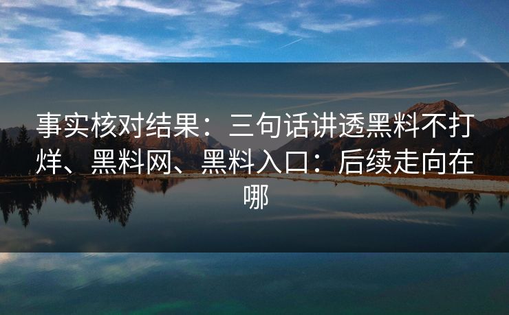 事实核对结果：三句话讲透黑料不打烊、黑料网、黑料入口：后续走向在哪