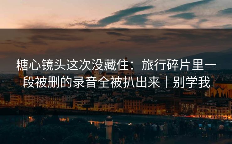 糖心镜头这次没藏住：旅行碎片里一段被删的录音全被扒出来｜别学我