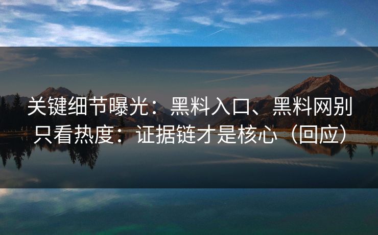 关键细节曝光：黑料入口、黑料网别只看热度：证据链才是核心（回应）