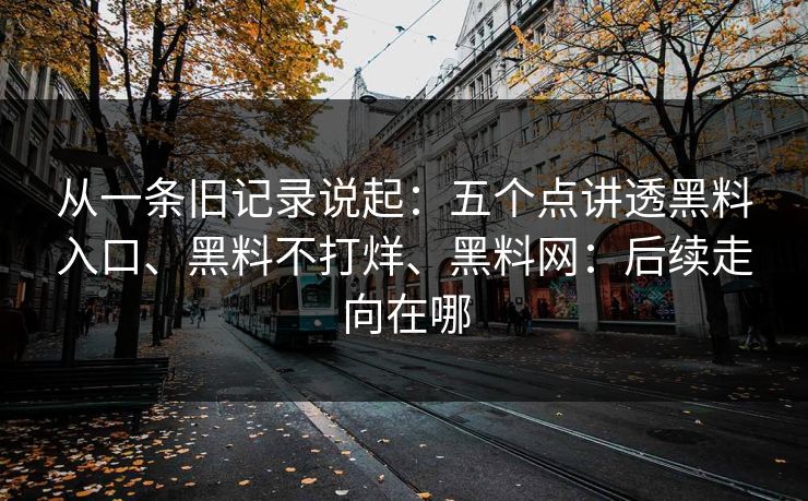 从一条旧记录说起：五个点讲透黑料入口、黑料不打烊、黑料网：后续走向在哪