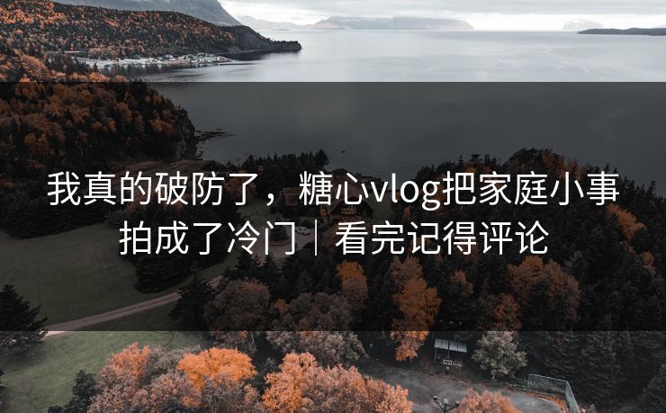 我真的破防了，糖心vlog把家庭小事拍成了冷门｜看完记得评论