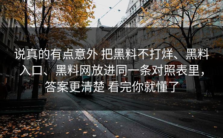 说真的有点意外 把黑料不打烊、黑料入口、黑料网放进同一条对照表里，答案更清楚 看完你就懂了